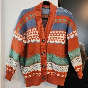 Geometric Patterned Sweater - Multicolor